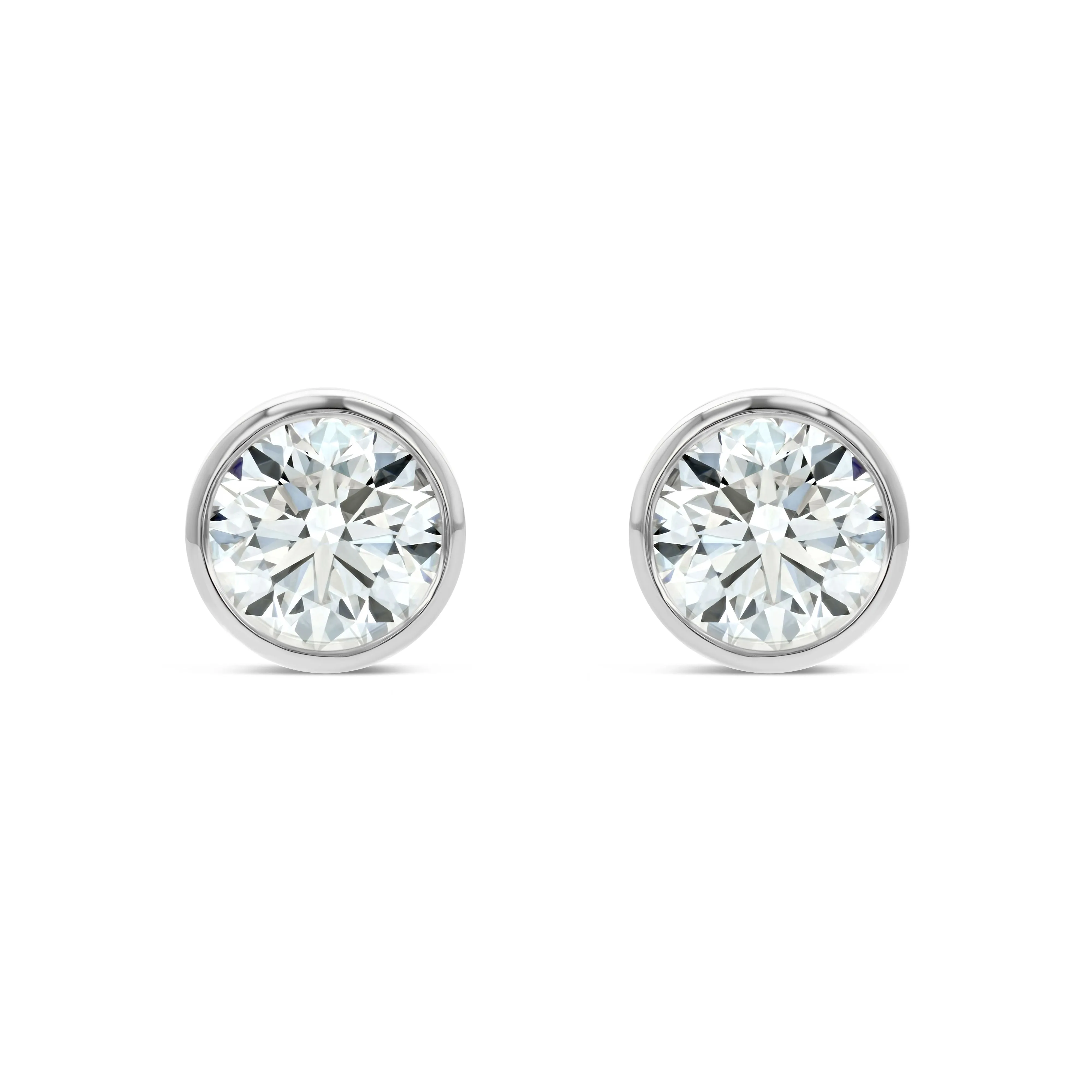 18k White Gold Bezel Set Round Brilliant Diamond Stud Earrings (0.22 Ct. T.w., Si1-si2 Clarity, J-k Color)