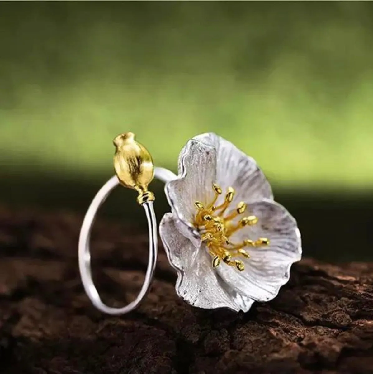Gold Minimalist Ring Flower Ring