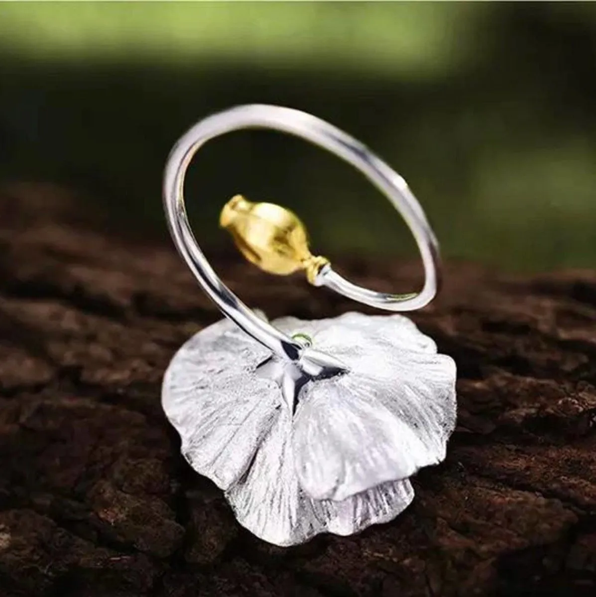 Gold Minimalist Ring Flower Ring